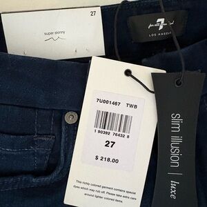 7 For All Mankind Slim Illusion Luxe Jeans in Dark Blue